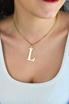 Złota zawieszka literka L 333 – 3 cm  Elegancki wisiorek z inicjałem (3).jpg